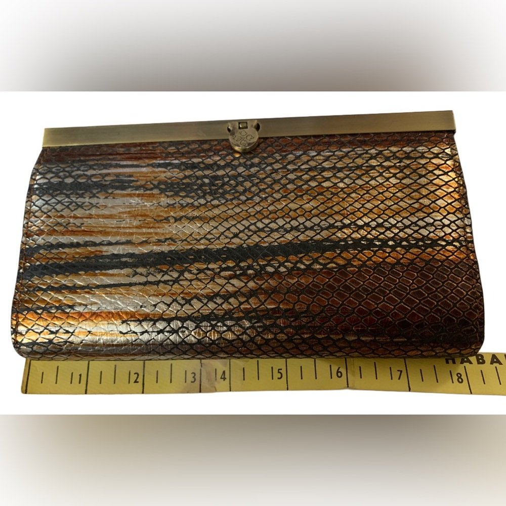 Used Good Condition- Patricia Nash Metallic Snakeskin Cauchy Wallet